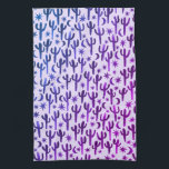 Night Desert Saguaro Cacti Pattern Watercolor Tea Towel<br><div class="desc">Decorate your kitchen with this purple and blue watercolor cacti towel. Makes a great housewarming or wedding gift! 
You can customise it and add text too.
Check my shop for lots more colours and patterns!</div>