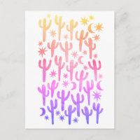 Night Desert Saguaro Cactus Sunset Watercolor