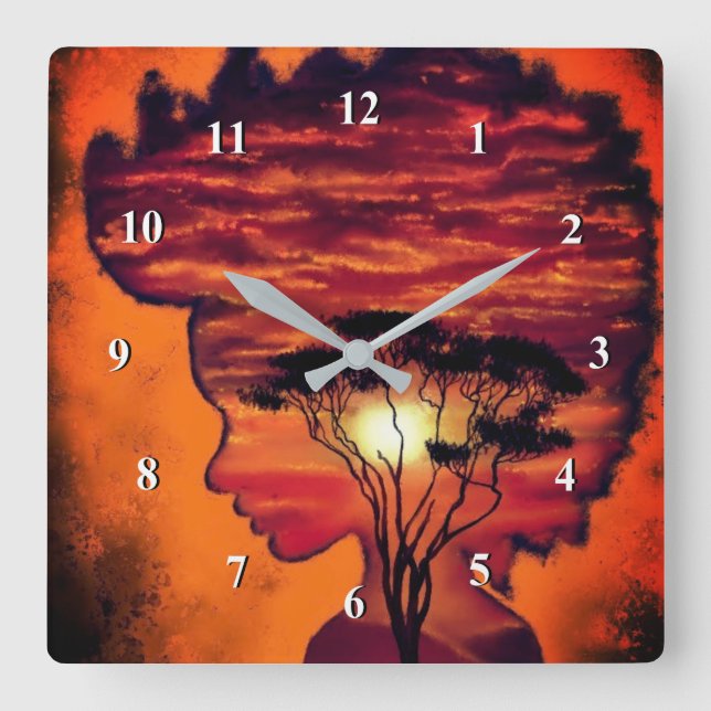 Night Desire Wall Clock Africa Sunset Design (Front)