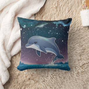 Night Dreamy Dolphin Big Print Cushion