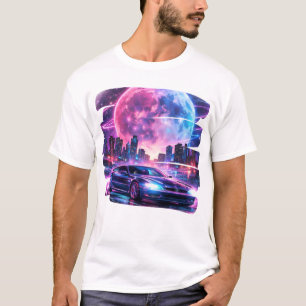 Night Drive - Retro Futuristic Synthwave Car & Moo T-Shirt