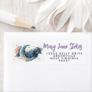 Night envelope RETURN ADDRESS starry sky moon Return Address Label