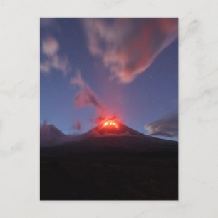 Night eruption Klyuchevskaya Sopka in Kamchatka Postcard