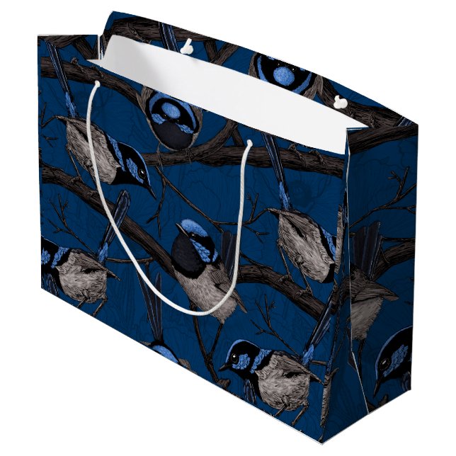 Night fairy wrens large gift bag (Back Angled)