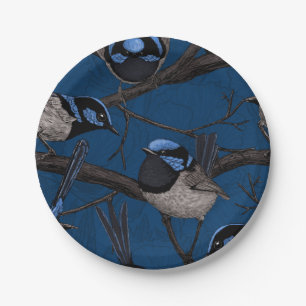 Night fairy wrens paper plate