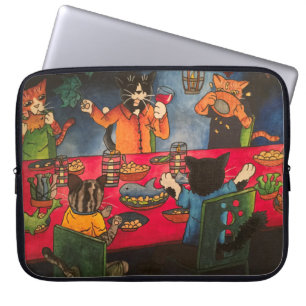 Night Feast Cats Laptop Sleeve