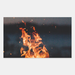 night fire rectangular sticker