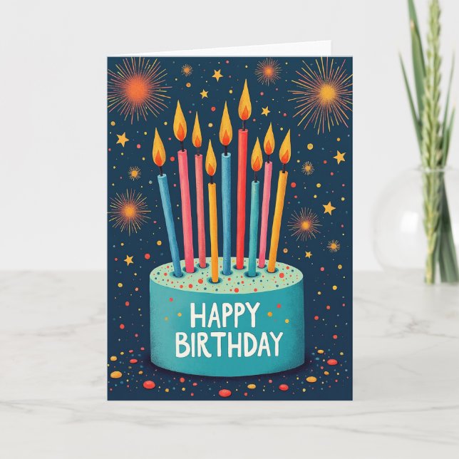 Night Fireworks Birthday Card (Front)