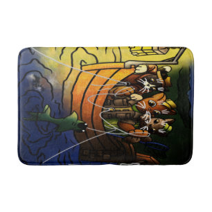 Night Fishing Cats Bath Mat