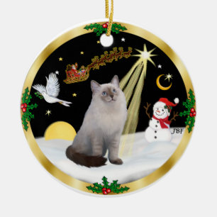 Night Flight - Blue Cream Ragdoll cat Ceramic Tree Decoration
