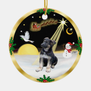 Night Flight-  German Shepherd puppy Ceramic Ornament