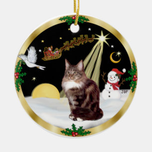 Night Flight (GW) - Maine Coon cat 9 Ceramic Ornament