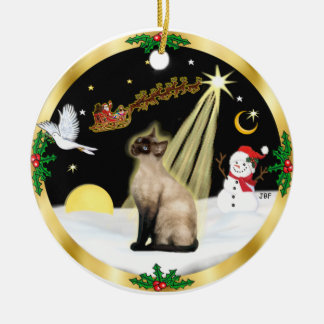 Night Flight - Seal Point Siamese cat Ceramic Ornament