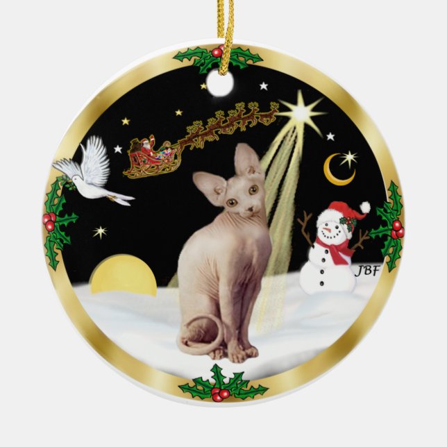 Night Flight - Sphynx 2b Ceramic Tree Decoration (Front)