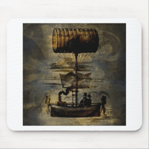 Night Flight Steampunk Flying Machine Mouse Pad