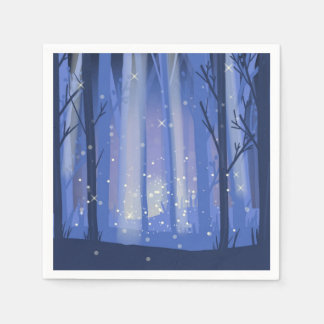 night forest and sparkling fireflies napkin