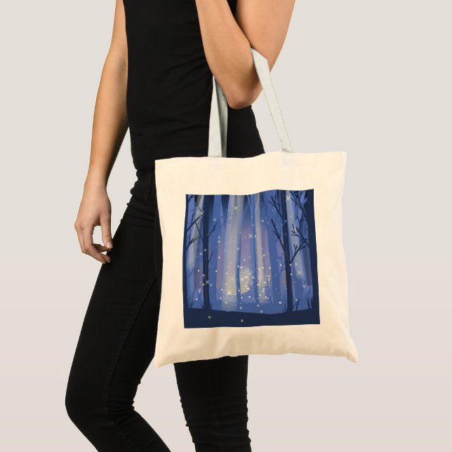 night forest and sparkling fireflies tote bag (Front (Product))