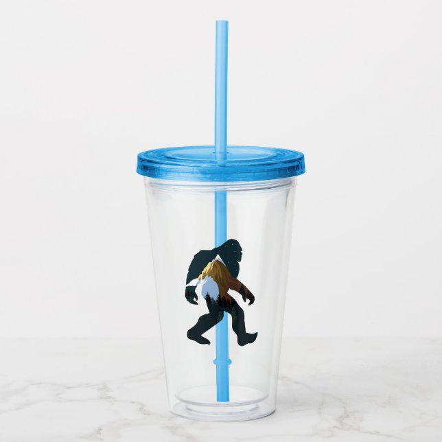Night Forest Bigfoot Acrylic Tumbler (Front)