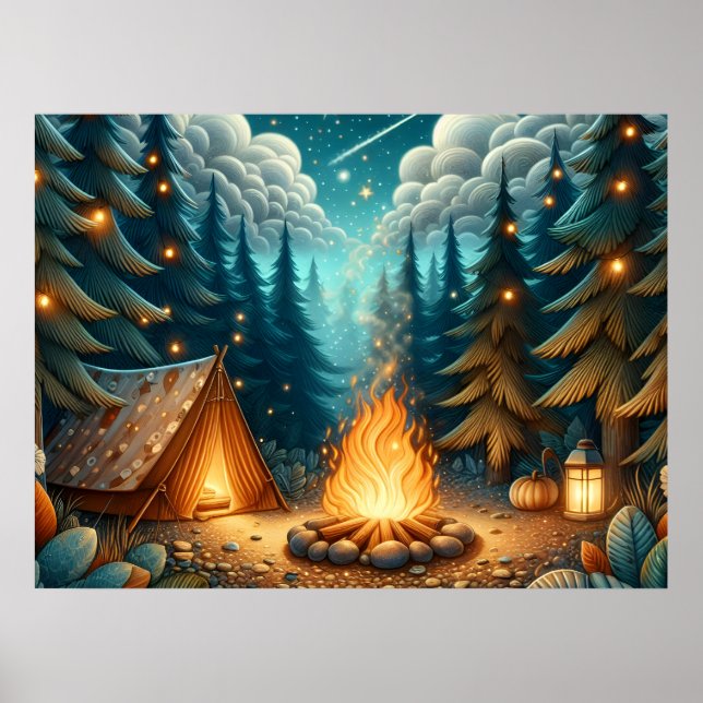 Night Forest Camping Poster (Front)