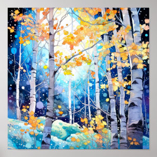 Night Forest Landscape Home Decor Poster