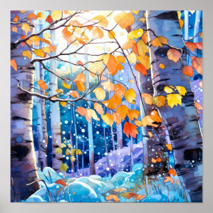 Night Forest Landscape Home Decor Poster