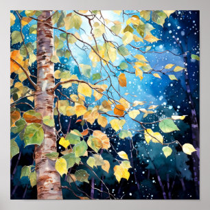 Night Forest Landscape Home Decor Poster