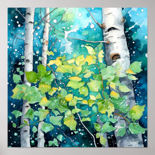 Night Forest Landscape Home Decor Poster