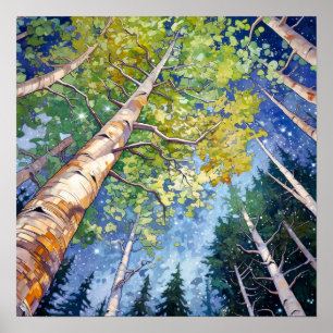 Night Forest Landscape Home Decor Poster