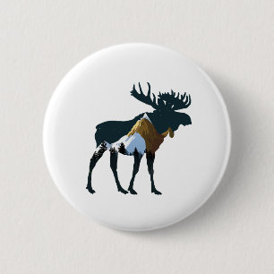 Night Forest Moose 6 Cm Round Badge