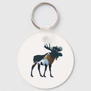 Night Forest Moose      Key Ring