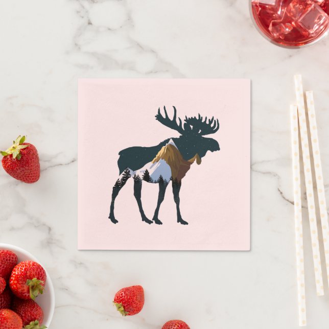 Night Forest Moose       Napkin (Insitu)
