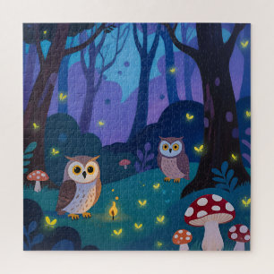 Night Forest Owls Illustration Jigsaw Puzzle