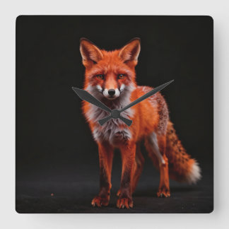 Night fox square wall clock