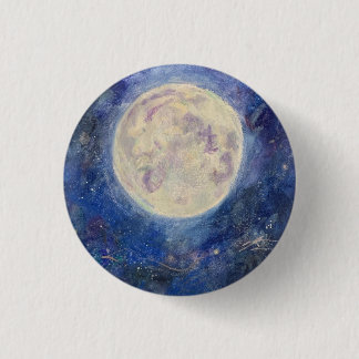 Night Full Moon Celestial Sky Maureen Girard Unive 3 Cm Round Badge