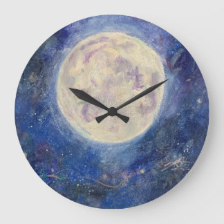 Night Full Moon Celestial Sky Maureen Girard Unive Large Clock