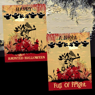 Night Full Of Fright Artistic Blood Red BOO Freaky Holiday Card