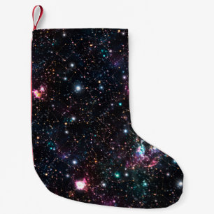 Night Galaxy Space PrintSeamless Pattern in Repeat Small Christmas Stocking