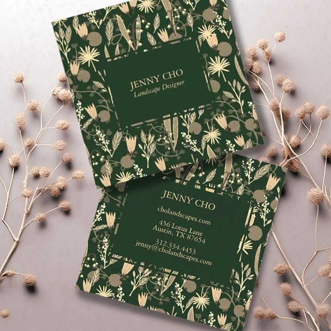 Night Garden Botanical Floral Plants Modern Chic  Square Business Card (Creator Uploaded)