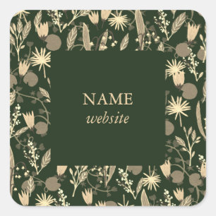 Night Garden Botanical Floral Plants Modern Chic  Square Sticker