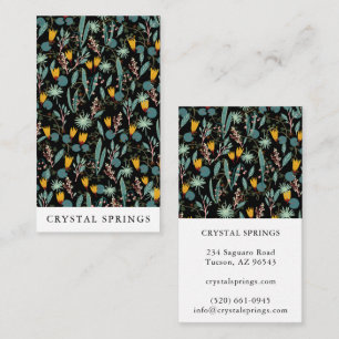 Night Garden Botanical Plants Modern Chic Black Business Card