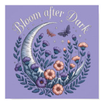 Night Garden Faux Embroidered Moon with Moths