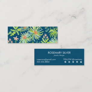 Night Garden Watercolor Botanical Colourful Elegan Mini Business Card