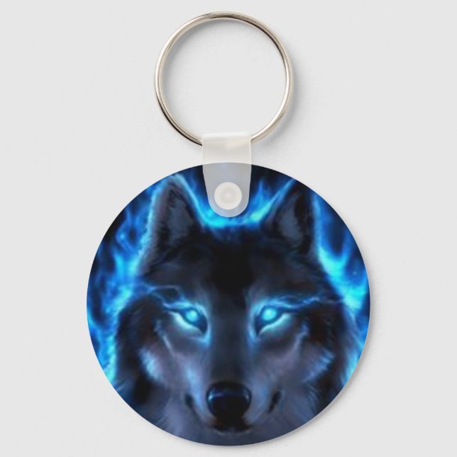 Night Ghost Wolf Key Ring (Front)