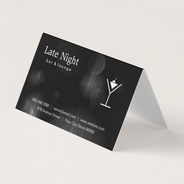 Night Glow Martini Logo Business Card (Front)