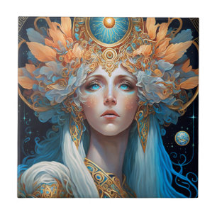 Night Goddess Queen Fantasy Art Ceramic Tile