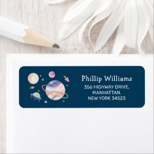 Night Green Galaxy Boy Baby Shower Return Address Label