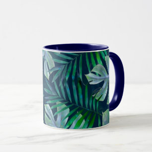 Night Green Tropical Leaves Mug