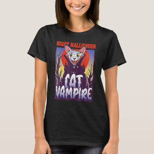 Night Halloween Cat Vampire Drink Blood Vampire T-Shirt