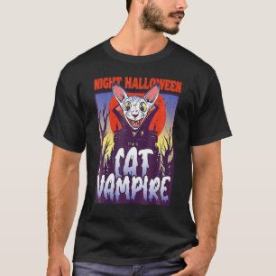 Night Halloween Cat Vampire Drink Blood Vampire T-Shirt