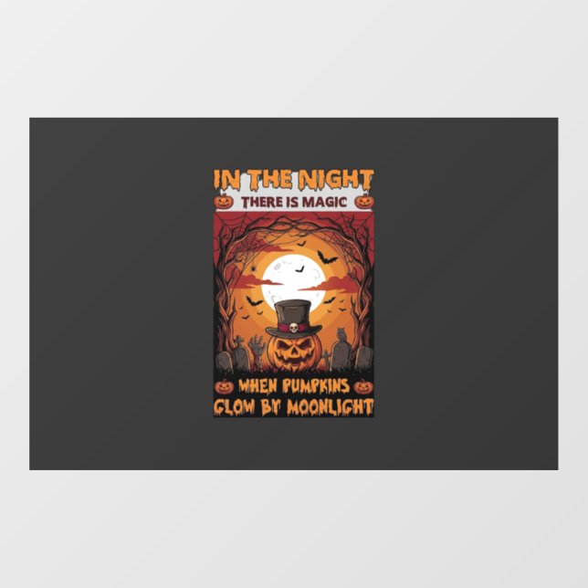 Night Halloween Pumpkin Top Hat Bats Graveyard_1 (Sheet)
